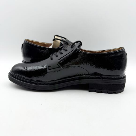 Franco Sarto Womens Sendra Lug Sole Derby Shoes US 6 M Black Patent Leather NWOB - Picture 7 of 12